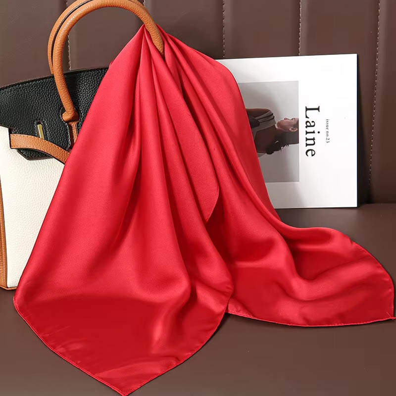 Silk Scarf Square - 럭셔리 솔리드 컬러 실크 스카프 여성용