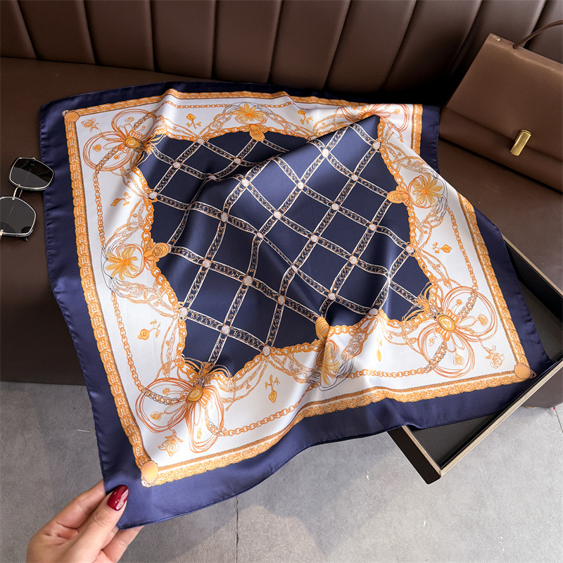블루 클래식 체인 프린트 스퀘어 실크 스카프 여성 캐주 - Silk Scarf Square 리뷰 및 가격