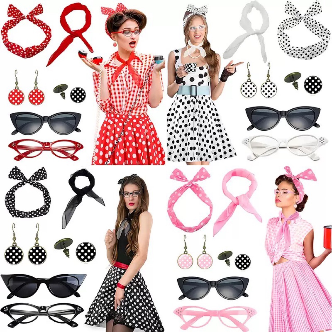 1950년대 레트로 파티 코스프레 의상 고양이 눈 안경 - Women'S Accessories In The 1950S 리뷰 및 가격